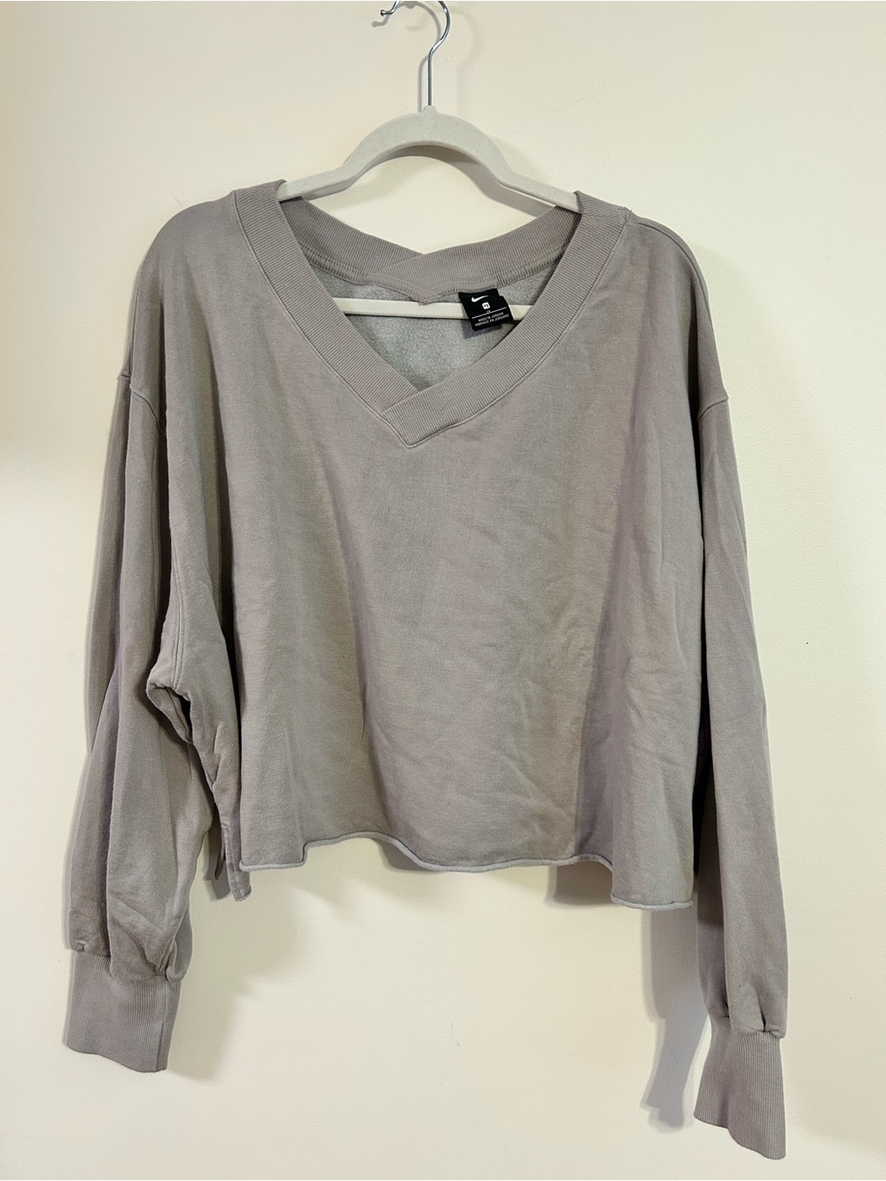 Nike Yoga Women's Plus Taupe Cropped V-Neck Sweatshirt